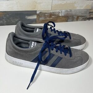 Adidas VL Court 2.0 Sneakers Men's Size 10 Suede Gray Blue